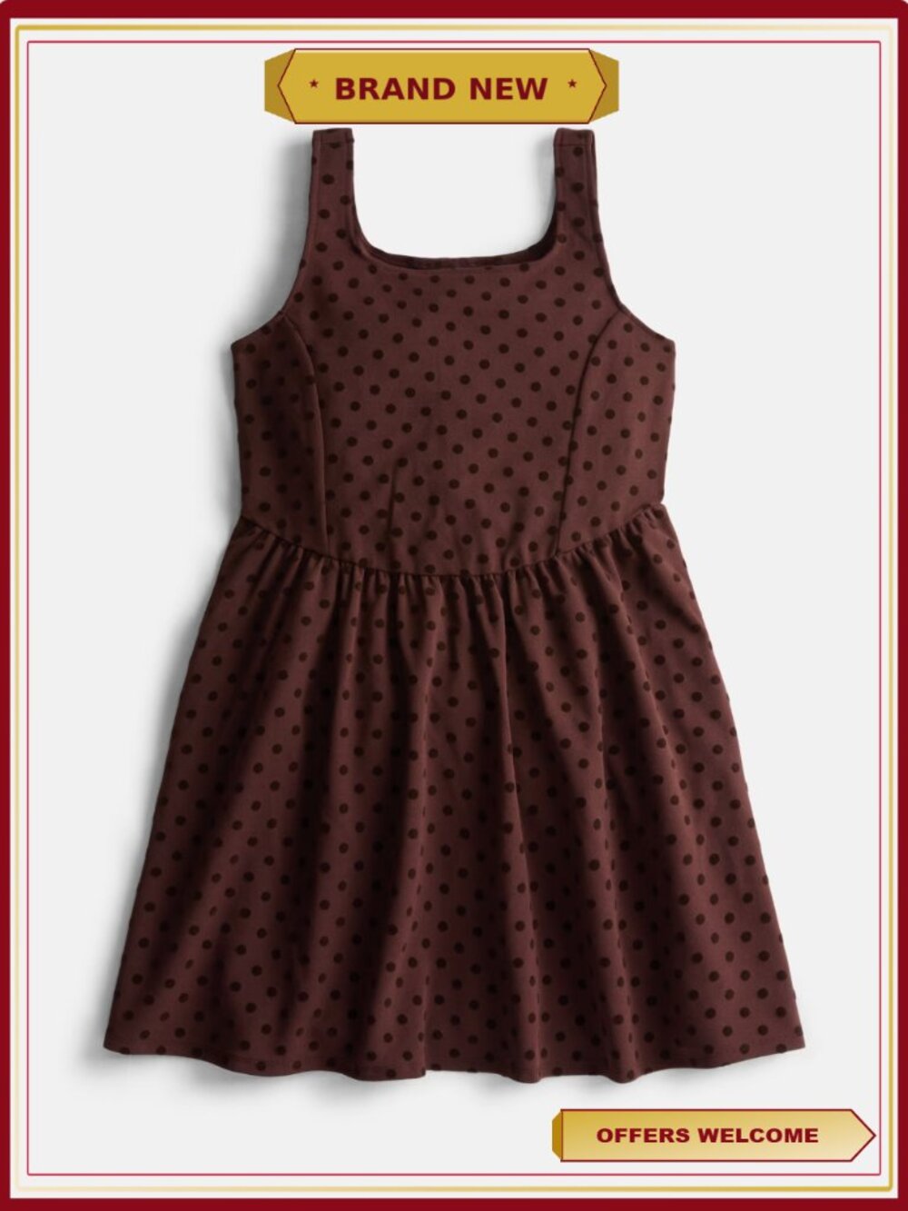 Girls Sleeveless Flocked Velvet Fit and Flare Dress Pockets